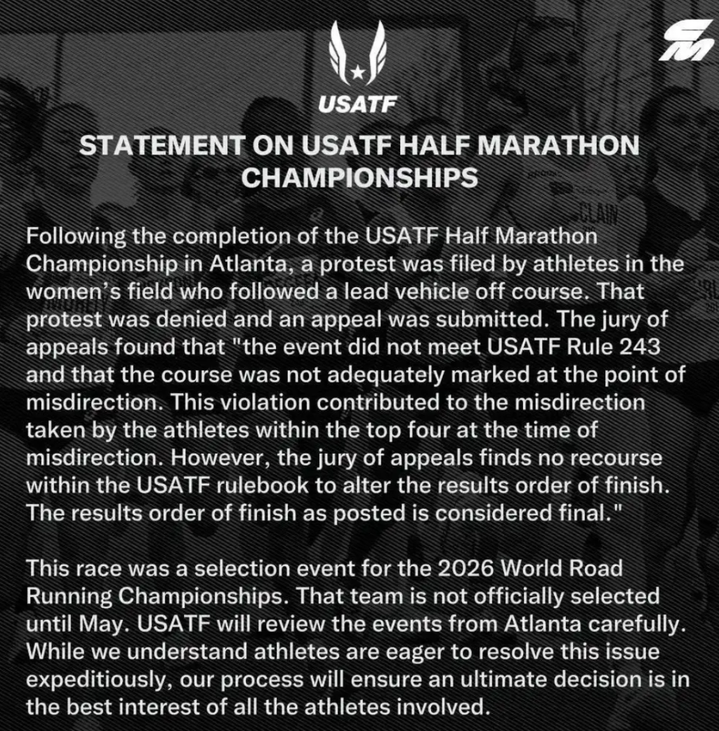 hthapp下载-官方引导车带错路!美国半程马拉松女子前三名集体无缘领奖台